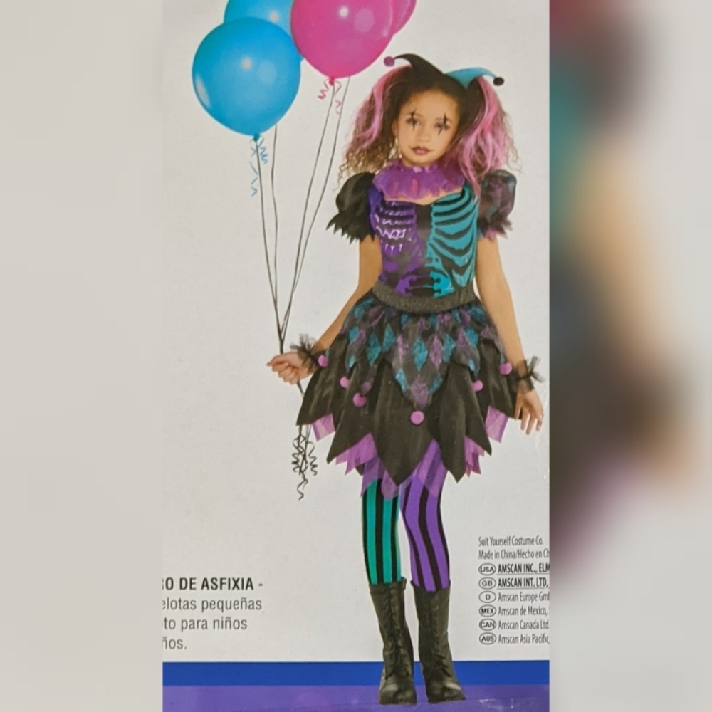 Harlequin Clown Costume NWT Size 4 5